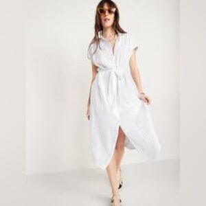 Old navy Short-Sleeve Waist-Defined Midi Shirt Dress for Women